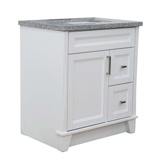 31" Single sink vanity in White finish with Gray granite with rectangle sink - 400700-31-WH-GYR