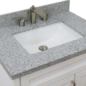 31" Single sink vanity in White finish with Gray granite with rectangle sink - 400700-31-WH-GYR