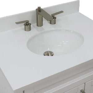 31" Single sink vanity in White finish with White quartz with oval sink - 400700-31-WH-WEO