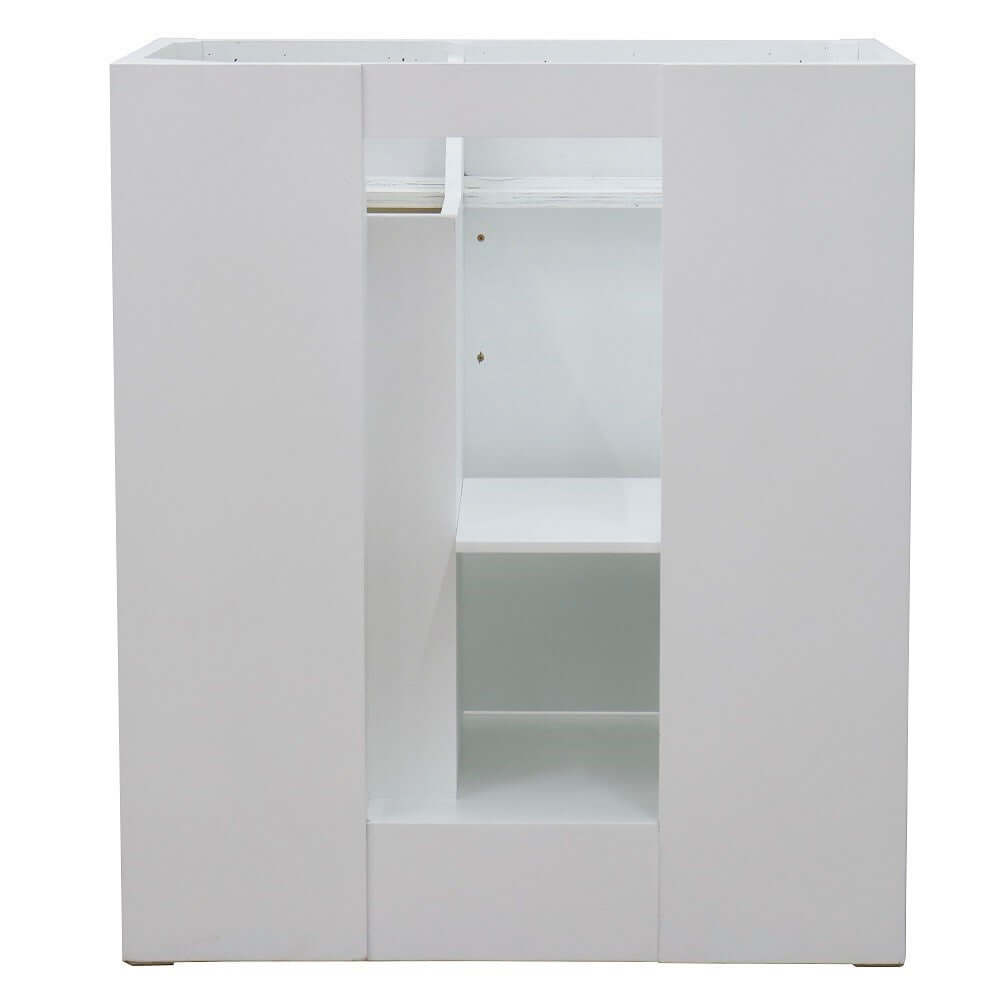 31" Single sink vanity in White finish with White quartz with oval sink - 400700-31-WH-WEO