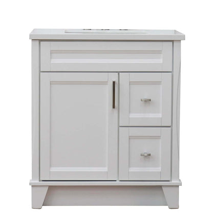 31" Single sink vanity in White finish with White quartz with rectangle sink - 400700-31-WH-WER