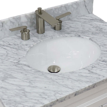 31" Single sink vanity in White finish with White Carrara marble with oval sink - 400700-31-WH-WMO