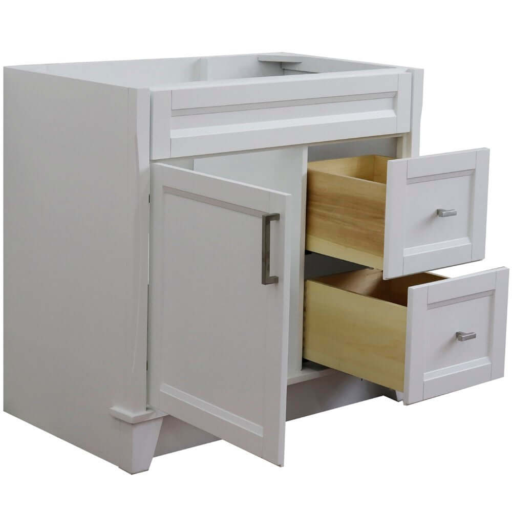 36" Single sink vanity in White finish- cabinet only - Left door - 400700-36L-WH