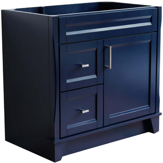 36" Single sink vanity in Blue finish - cabinet only - Right drawers - 400700-36R-BU