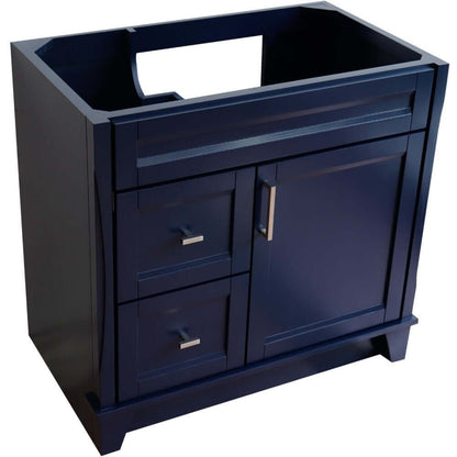 36" Single sink vanity in Blue finish - cabinet only - Right drawers - 400700-36R-BU