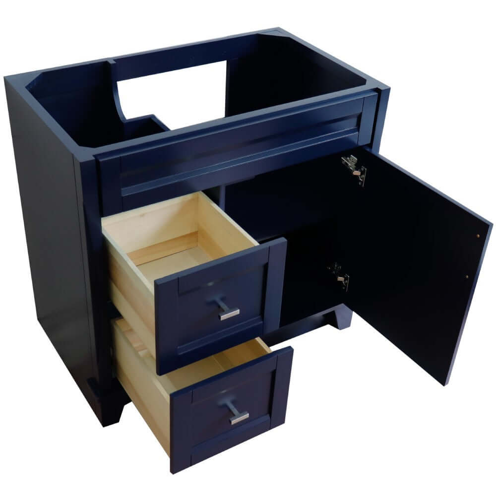 36" Single sink vanity in Blue finish - cabinet only - Right drawers - 400700-36R-BU