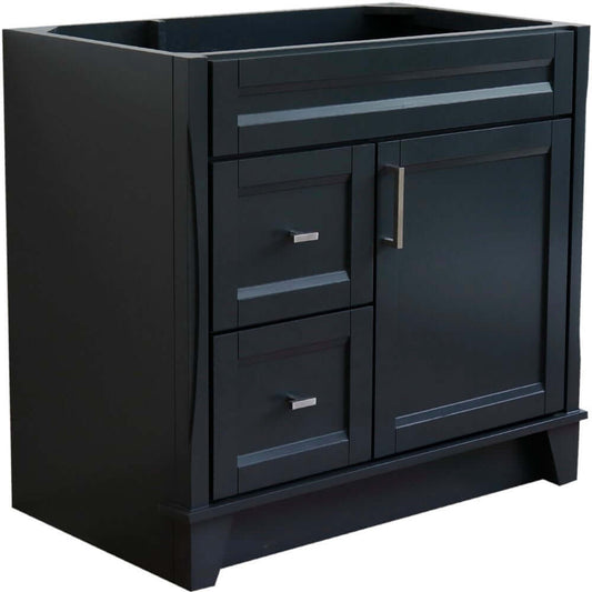 36" Single sink vanity in Dark Gray finish - cabinet only - Right drawers - 400700-36R-DG