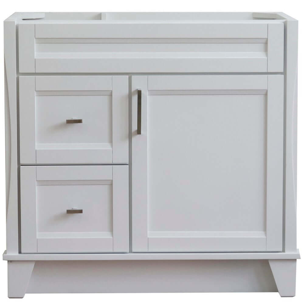 36" Single sink vanity in White finish- cabinet only - Right drawers - 400700-36R-WH