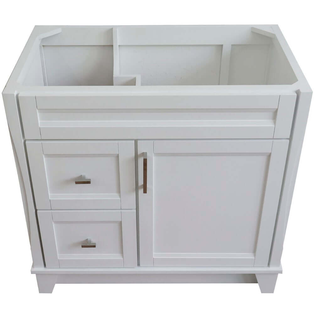 36" Single sink vanity in White finish- cabinet only - Right drawers - 400700-36R-WH