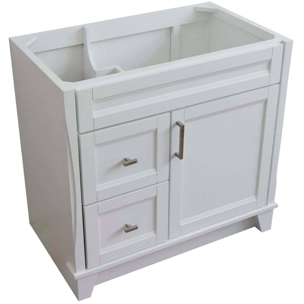 36" Single sink vanity in White finish- cabinet only - Right drawers - 400700-36R-WH