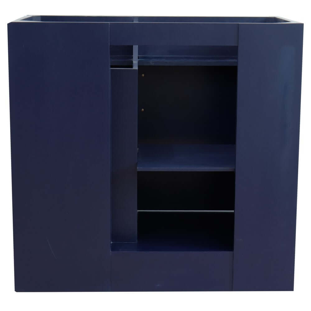 37" Single sink vanity in Blue finish with Black galaxy granite and Left door/Center sink - 400700-37L-BU-BGOC