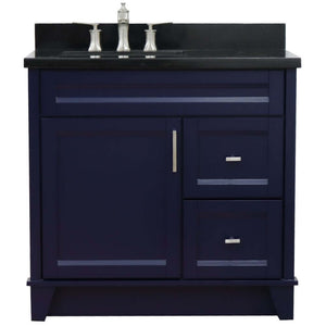 37" Single sink vanity in Blue finish with Black galaxy granite and Left door/Left sink - 400700-37L-BU-BGRL