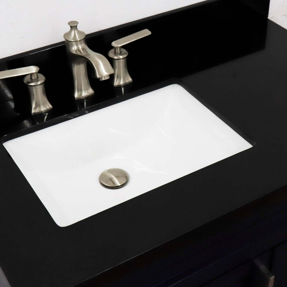 37" Single sink vanity in Blue finish with Black galaxy granite and Left door/Left sink - 400700-37L-BU-BGRL