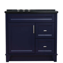 Load image into Gallery viewer, 37&quot; Single sink vanity in Blue finish with Black galaxy granite and Left door/Left sink - 400700-37L-BU-BGRL
