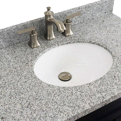 37" Single sink vanity in Blue finish with Gray granite and Left door/Center sink - 400700-37L-BU-GYOC