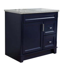 Load image into Gallery viewer, 37&quot; Single sink vanity in Blue finish with Gray granite and Left door/Left sink - 400700-37L-BU-GYOL