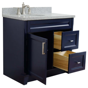 37" Single sink vanity in Blue finish with Gray granite and Left door/Left sink - 400700-37L-BU-GYOL