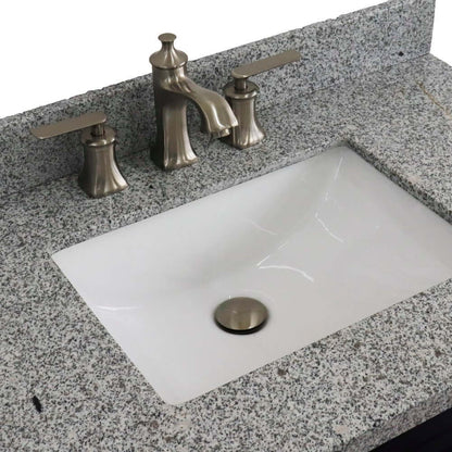 37" Single sink vanity in Blue finish with Gray granite and Left door/Center sink - 400700-37L-BU-GYRC