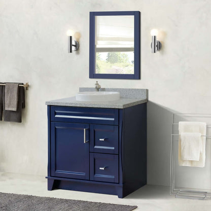 37" Single sink vanity in Blue finish with Gray granite and Left door/Center sink - 400700-37L-BU-GYRDC