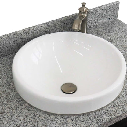 37" Single sink vanity in Blue finish with Gray granite and Left door/Center sink - 400700-37L-BU-GYRDC