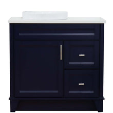 Load image into Gallery viewer, 37&quot; Single sink vanity in Blue finish with White quartz and Left door/Round Left sink - 400700-37L-BU-WERDL