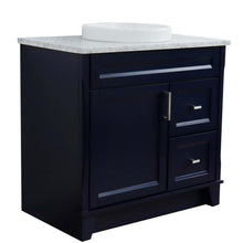 Load image into Gallery viewer, 37&quot; Single sink vanity in Blue finish with White Carrara marble and Left door/Round Center sink - 400700-37L-BU-WMRDC