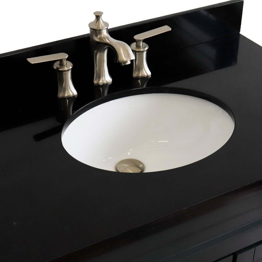 37" Single sink vanity in Dark Gray finish with Black galaxy granite and Left door/Center sink - 400700-37L-DG-BGOC