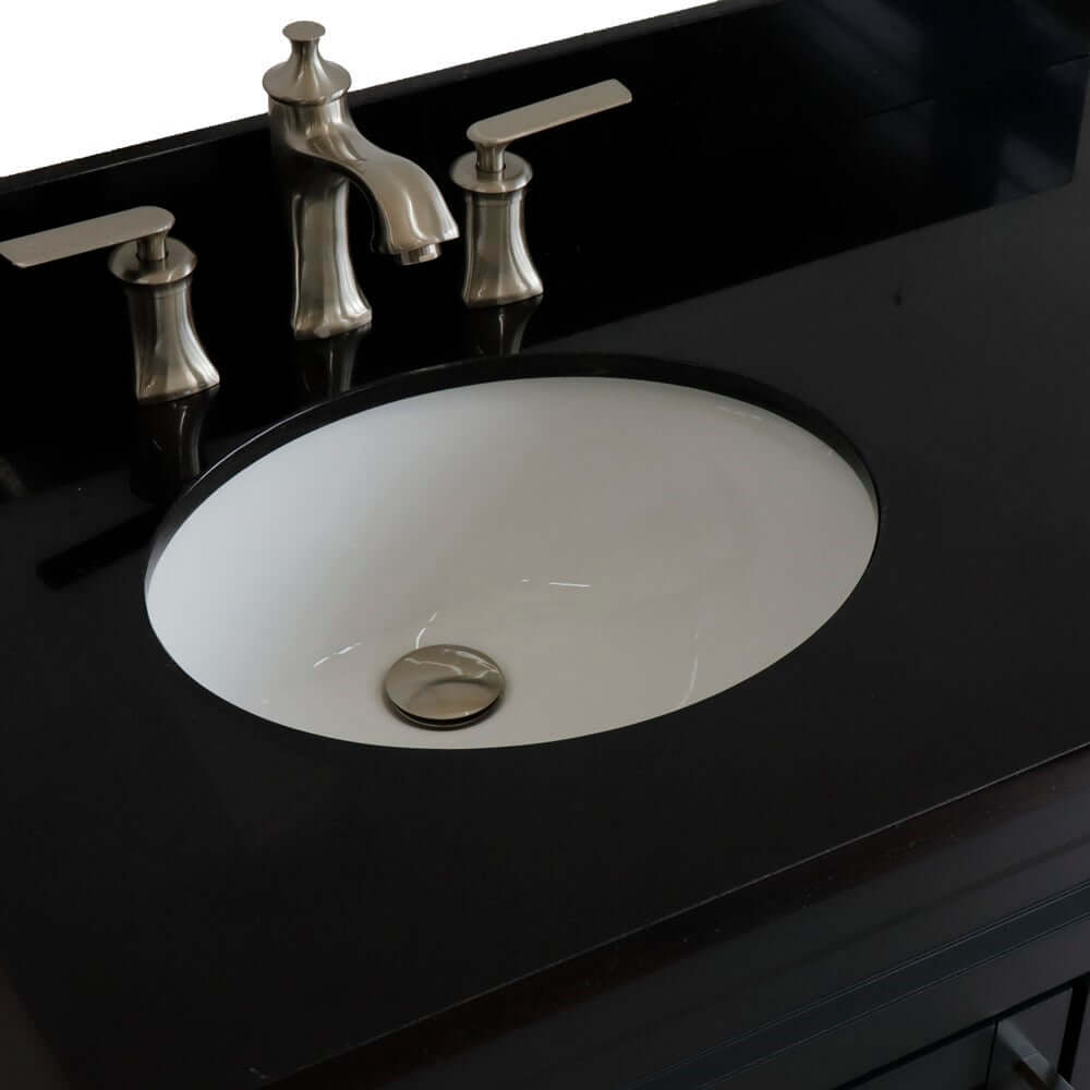 37" Single sink vanity in Dark Gray finish with Black galaxy granite and Left door/Left sink - 400700-37L-DG-BGOL