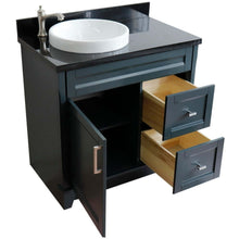 Load image into Gallery viewer, 37&quot; Single sink vanity in Dark Gray finish with Black galaxy granite and Left door/Round Left sink - 400700-37L-DG-BGRDL