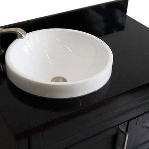 37" Single sink vanity in Dark Gray finish with Black galaxy granite and Left door/Round Left sink - 400700-37L-DG-BGRDL