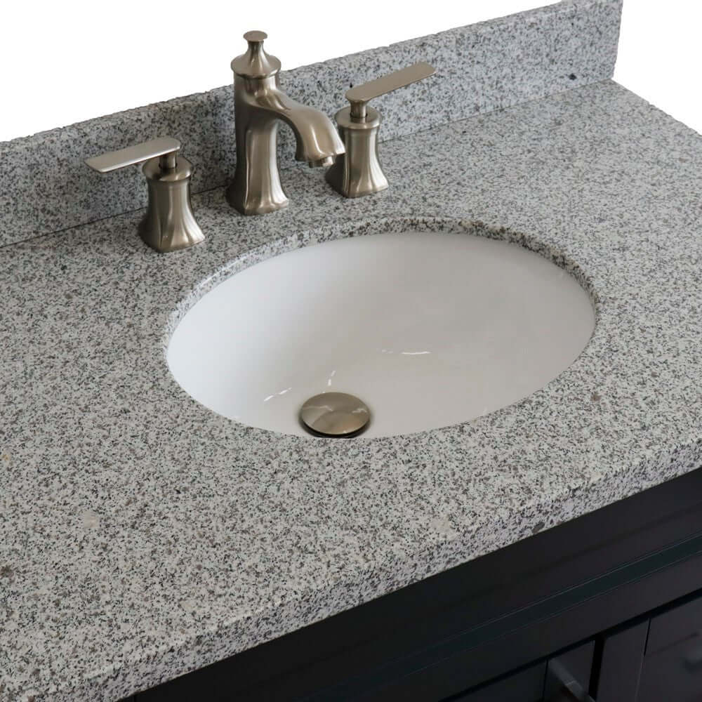 37" Single sink vanity in Dark Gray finish with Gray granite and Left door/Center sink - 400700-37L-DG-GYOC