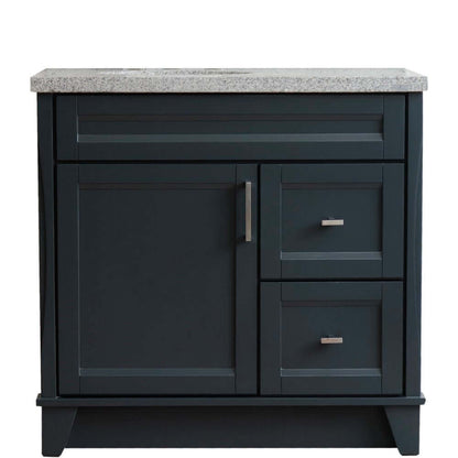 37" Single sink vanity in Dark Gray finish with Gray granite and Left door/Left sink - 400700-37L-DG-GYOL