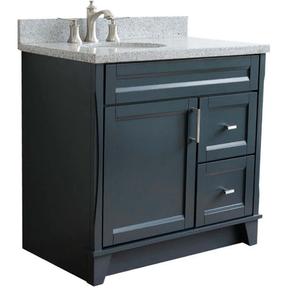 37" Single sink vanity in Dark Gray finish with Gray granite and Left door/Left sink - 400700-37L-DG-GYOL