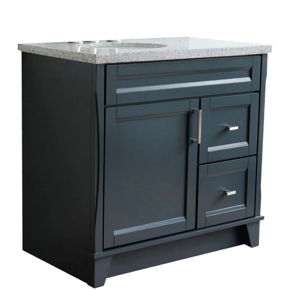 37" Single sink vanity in Dark Gray finish with Gray granite and Left door/Left sink - 400700-37L-DG-GYOL