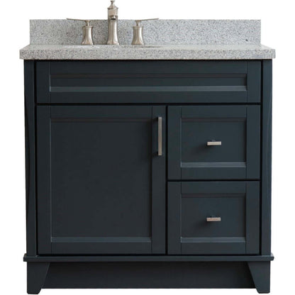 37" Single sink vanity in Dark Gray finish with Gray granite and Left door/Left sink - 400700-37L-DG-GYOL