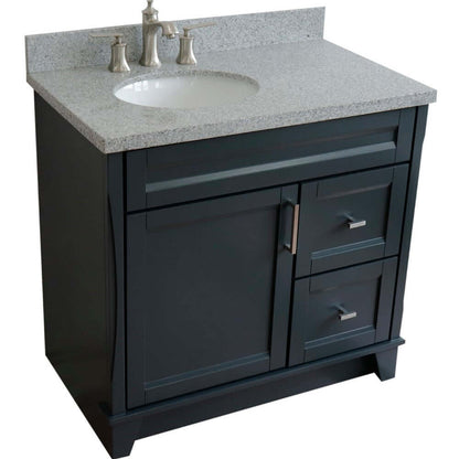 37" Single sink vanity in Dark Gray finish with Gray granite and Left door/Left sink - 400700-37L-DG-GYOL