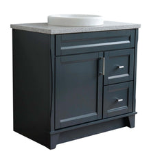 Load image into Gallery viewer, 37&quot; Single sink vanity in Dark Gray finish with Gray granite and Left door/Round Center sink - 400700-37L-DG-GYRDC