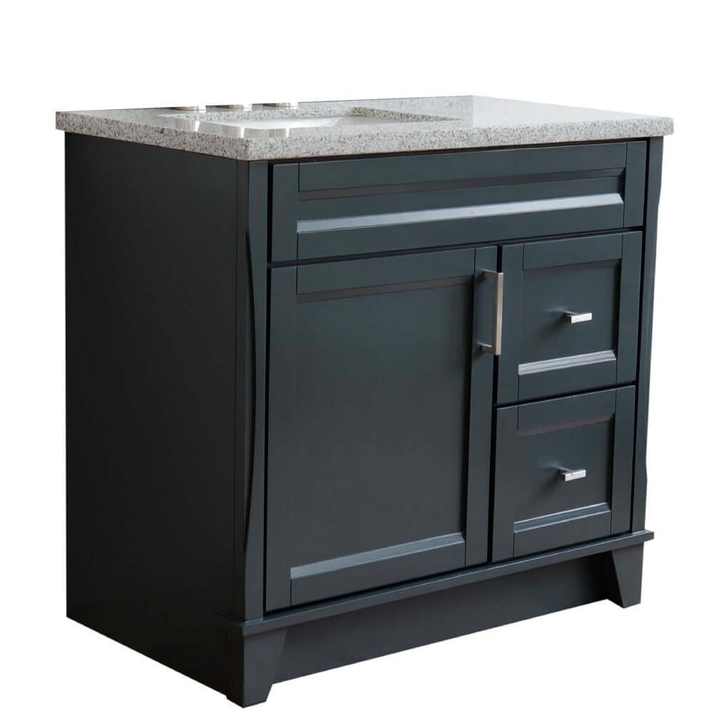 37" Single sink vanity in Dark Gray finish with Gray granite and Left door/Left sink - 400700-37L-DG-GYRL