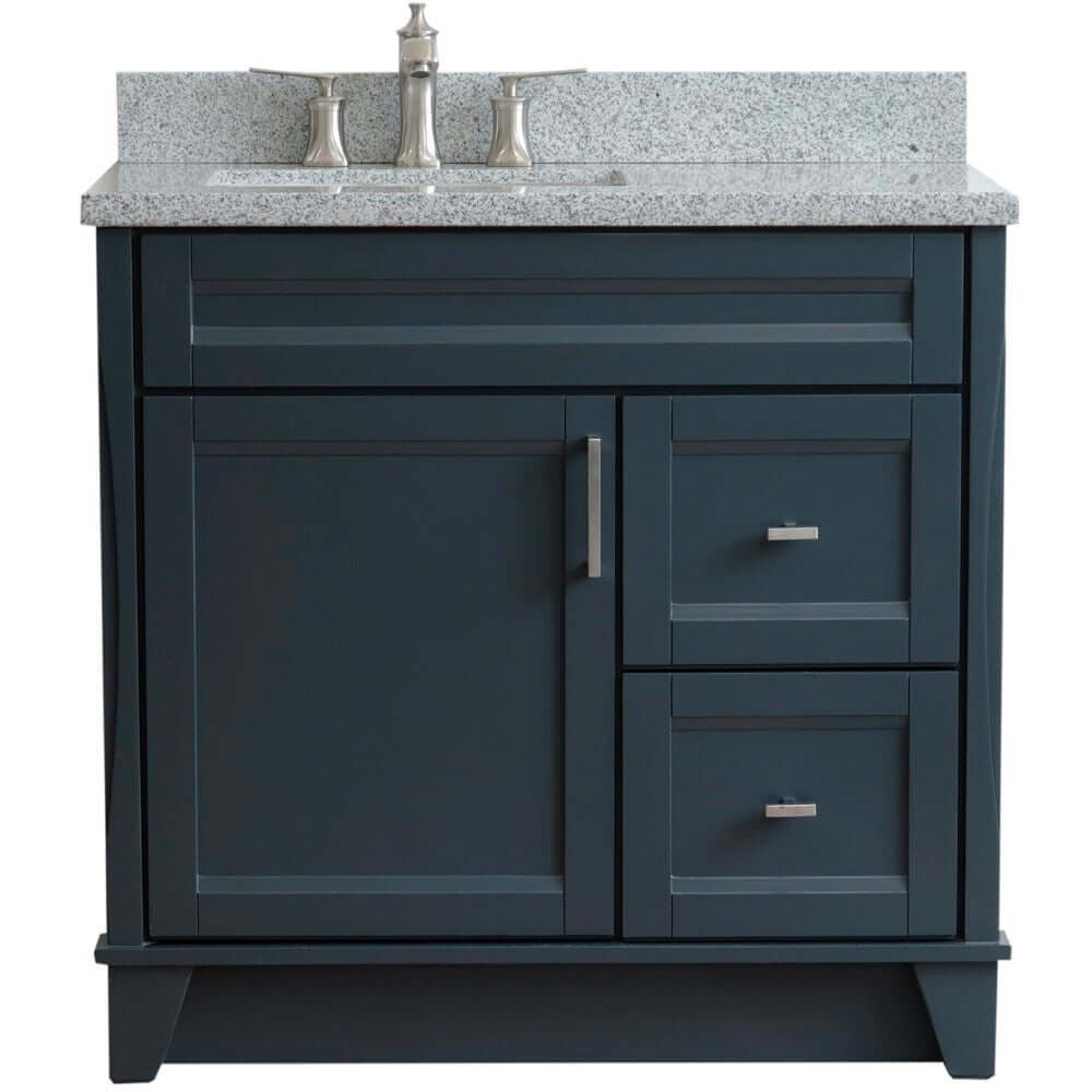 37" Single sink vanity in Dark Gray finish with Gray granite and Left door/Left sink - 400700-37L-DG-GYRL