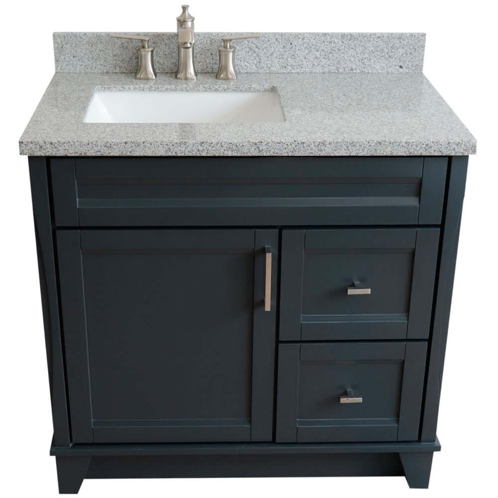 37" Single sink vanity in Dark Gray finish with Gray granite and Left door/Left sink - 400700-37L-DG-GYRL