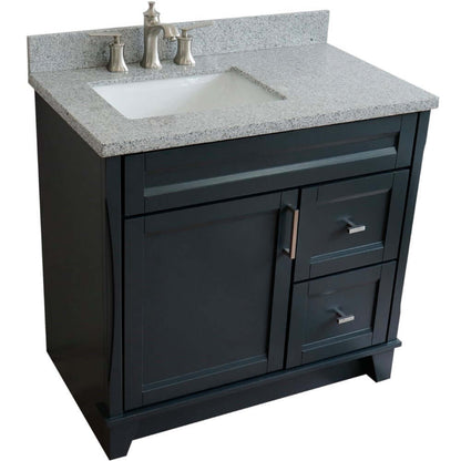 37" Single sink vanity in Dark Gray finish with Gray granite and Left door/Left sink - 400700-37L-DG-GYRL