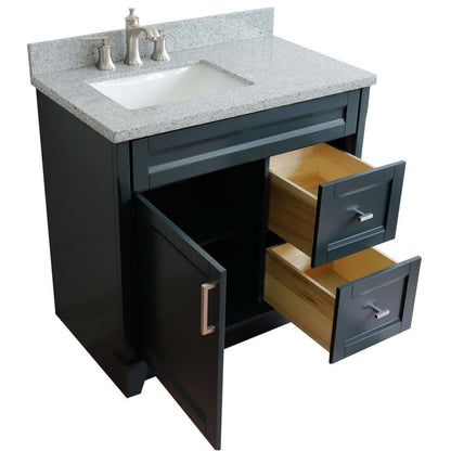 37" Single sink vanity in Dark Gray finish with Gray granite and Left door/Left sink - 400700-37L-DG-GYRL