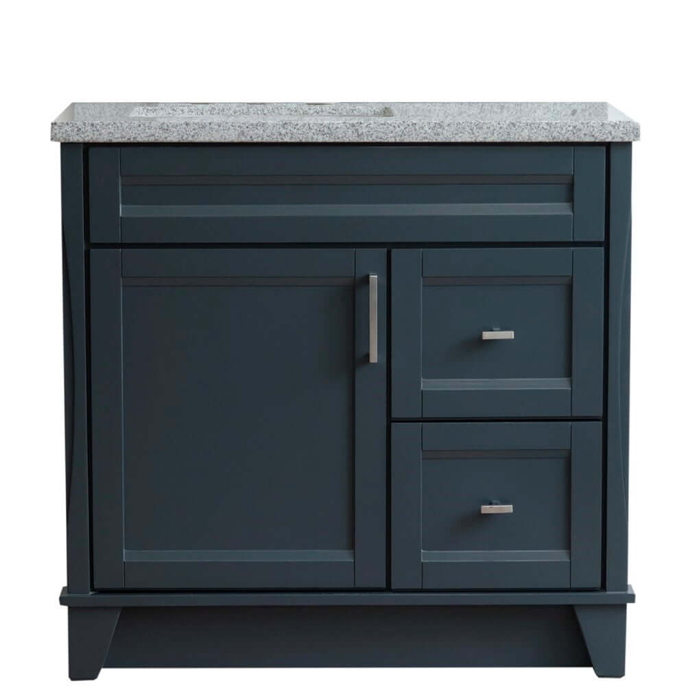 37" Single sink vanity in Dark Gray finish with Gray granite and Left door/Left sink - 400700-37L-DG-GYRL