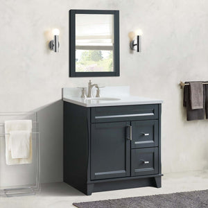 37" Single sink vanity in Dark Gray finish with White quartz and Left door/Left sink - 400700-37L-DG-WEOL