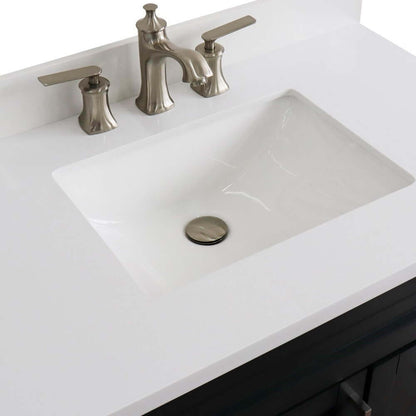 37" Single sink vanity in Dark Gray finish with White quartz and Left door/Center sink - 400700-37L-DG-WERC