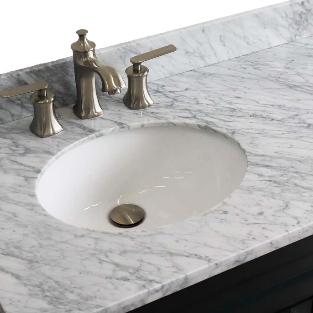 37" Single sink vanity in Dark Gray finish with White Carrara marble and Left door/Left sink - 400700-37L-DG-WMOL