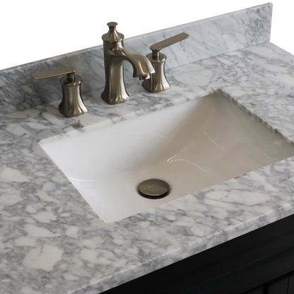 37" Single sink vanity in Dark Gray finish with White Carrara marble and Left door/Center sink - 400700-37L-DG-WMRC