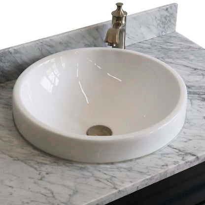 37" Single sink vanity in Dark Gray finish with White Carrara marble and Left door/Round Center sink - 400700-37L-DG-WMRDC