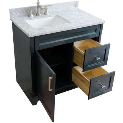 37" Single sink vanity in Dark Gray finish with White Carrara marble and Left door/Left sink - 400700-37L-DG-WMRL