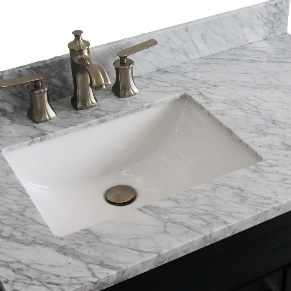 37" Single sink vanity in Dark Gray finish with White Carrara marble and Left door/Left sink - 400700-37L-DG-WMRL